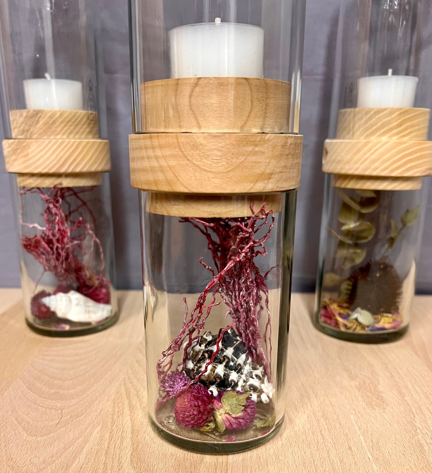 Handgefertigtes Windlicht aus Grassl Schnaps Flasche – tolle Flaschenform mit Glasrelief – Unterteil für Deko oder Schätze