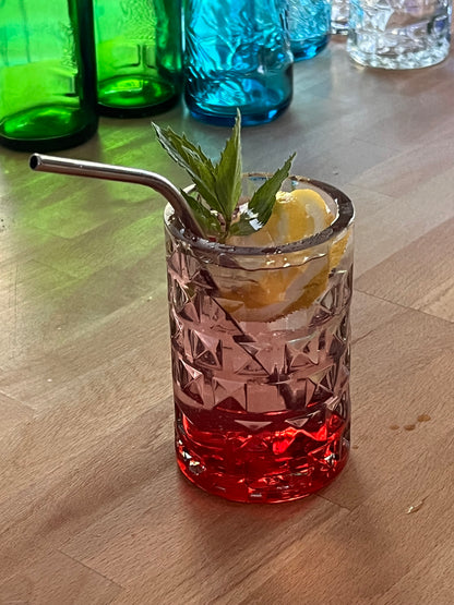 3er Set Gläser aus Three Sixty Vodka Flaschen - Glasrelief in Kacheloptik- Unikate aus Flaschenunterteilen